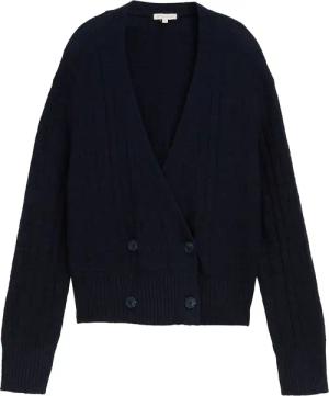 TOM TAILOR Damen Cardigan in Wickel-Optik, blau, Uni, Gr. S