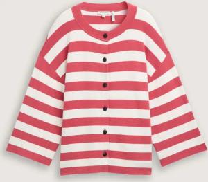 TOM TAILOR Damen Cardigan mit Streifenmuster, rot, Gestreift, Gr. M