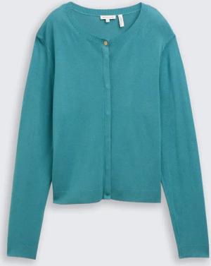 TOM TAILOR Damen Cardigan mit verdeckter Knopfleiste, blau, Uni, Gr. XL