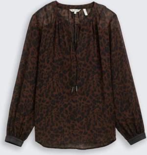 TOM TAILOR Damen Chiffon Bluse mit Leo-Print, braun, Animalprint, Gr. 44