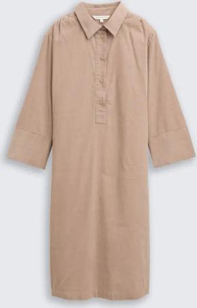 TOM TAILOR Damen Cordkleid mit Kragen, grau, Uni, Gr. 40