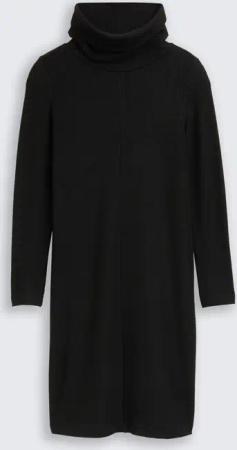 TOM TAILOR Damen Cosy Kleid mit Waffelstruktur, schwarz, Uni, Gr. 46