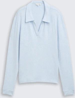 TOM TAILOR Damen Cosy Langarmshirt mit Polokragen, blau, Meliert, Gr. XXL