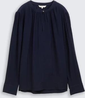 TOM TAILOR Damen Crinkle Bluse mit Raffungen, blau, Uni, Gr. 36