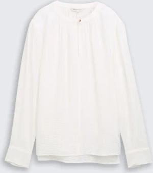 TOM TAILOR Damen Crinkle Bluse mit Raffungen, weiß, Uni, Gr. 42