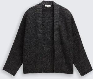 TOM TAILOR Damen Cropped Cardigan mit Glitzer-Effekt, schwarz, Uni, Gr. L