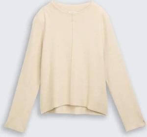 TOM TAILOR Damen Cropped Strickpullover mit Stehkragen, beige, Meliert, Gr. XL