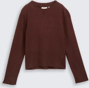 TOM TAILOR Damen Cropped Strickpullover mit Stehkragen, braun, Meliert, Gr. S