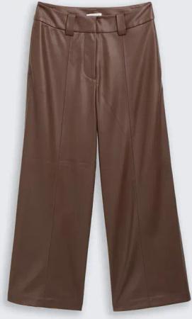 TOM TAILOR Damen Culotte Hose in Lederoptik, braun, Uni, Gr. 36/28