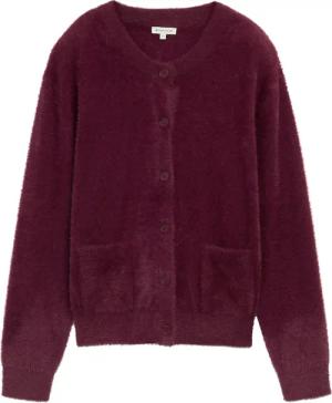 TOM TAILOR Damen Federgarn-Cardigan mit Knopfleiste, rot, Uni, Gr. XXXL