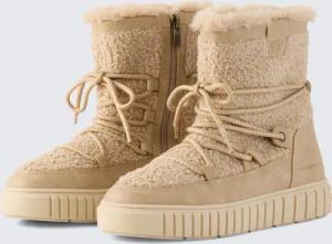 TOM TAILOR Damen Gefütterte Schneestiefel, beige, Uni, Gr. 38