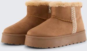TOM TAILOR Damen Gefütterte Schneestiefeletten mit Plateau-Sohle, beige, Uni, Gr. 37