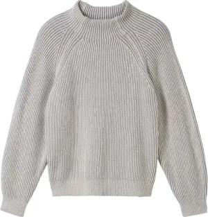 TOM TAILOR Damen Gerippter Pullover mit Stehkragen, grau, Uni, Gr. XXXL