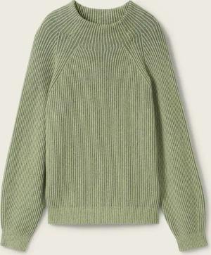 TOM TAILOR Damen Gerippter Pullover mit Stehkragen, grün, Uni, Gr. XXXL