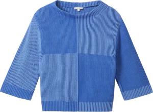 TOM TAILOR Damen Gestrickter Pullover mit 3/4 Arm, blau, Uni, Gr. XL