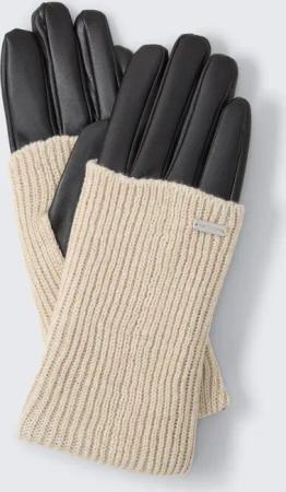 TOM TAILOR Damen Handschuhe im 2-in-1-Look, beige, Meliert, Gr. ONESIZE
