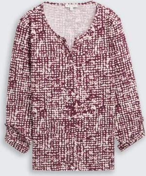 TOM TAILOR Damen Henley Blusenshirt mit Muster, rot, Gemustert, Gr. XL