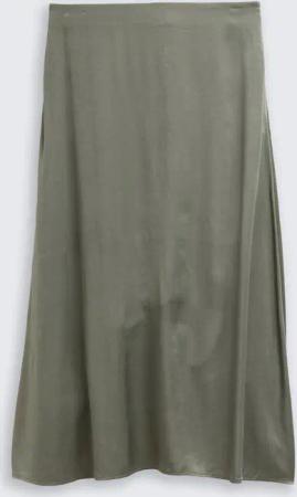 TOM TAILOR Damen High Waist Satin Midi-Rock, grün, Uni, Gr. 42