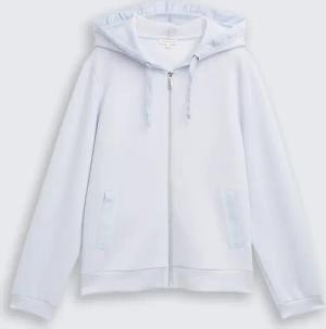 TOM TAILOR Damen Hoodie Sweatjacke aus Scuba, blau, Uni, Gr. M