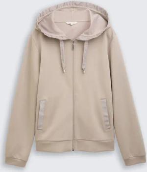 TOM TAILOR Damen Hoodie Sweatjacke aus Scuba, grau, Uni, Gr. XXXL