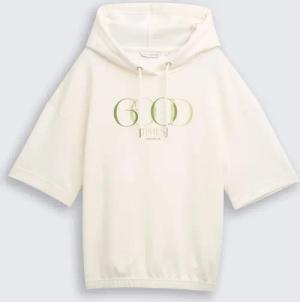 TOM TAILOR Damen Hoodie Sweatshirt aus Scuba, weiß, Uni, Gr. XS