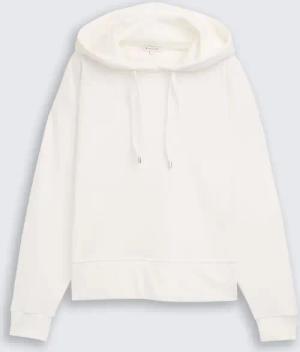 TOM TAILOR Damen Hoodie Sweatshirt mit Herz-Detail, weiß, Uni, Gr. XS