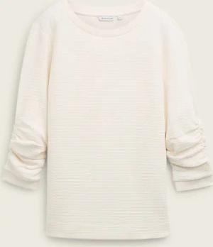 TOM TAILOR Damen Jacquard Sweatshirt, weiß, Uni, Gr. S