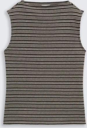 TOM TAILOR Damen Jacquard Top mit Stehkragen, schwarz, Gestreift, Gr. XL