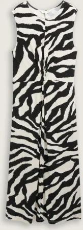 TOM TAILOR Damen Jersey Midi-Kleid mit Knoten-Detail, braun, Gemustert, Gr. 46