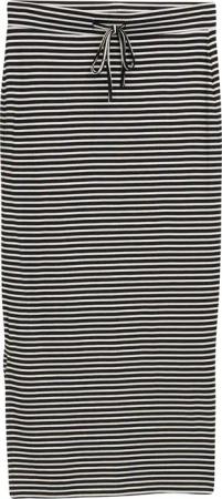 TOM TAILOR Damen Jersey Midi-Rock, schwarz, Gemustert, Gr. 34