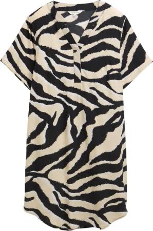 TOM TAILOR Damen Kleid aus Viskose, braun, Gemustert, Gr. 34