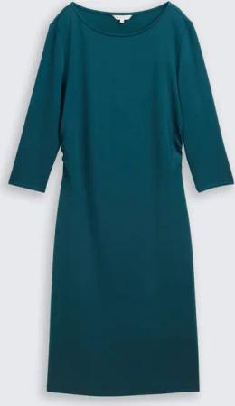 TOM TAILOR Damen Kleid mit Raffungen, grün, Uni, Gr. 44