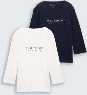 TOM TAILOR Damen Langarmshirt im 2er-Pack, blau, Uni, Gr. XXXL