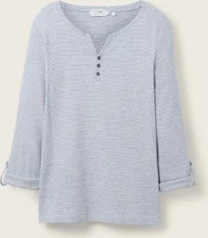 TOM TAILOR Damen Langarmshirt mit Bio-Baumwolle, blau, Gestreift, Gr. XXL
