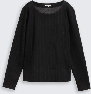 TOM TAILOR Damen Langarmshirt mit Glitzer-Effekt, grau, Nadelstreifen, Gr. XXXL