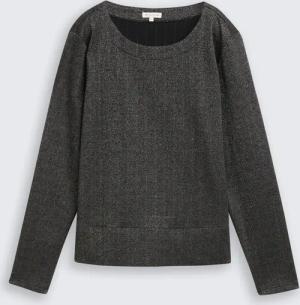 TOM TAILOR Damen Langarmshirt mit Glitzer-Effekt, schwarz, Uni, Gr. XXXL