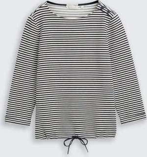 TOM TAILOR Damen Langarmshirt mit Knopf-Details, blau, Gestreift, Gr. XXL