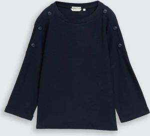 TOM TAILOR Damen Langarmshirt mit Knopf-Details, blau, Uni, Gr. XS