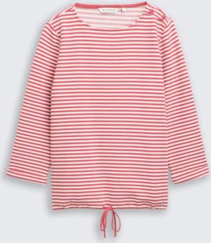 TOM TAILOR Damen Langarmshirt mit Knopf-Details, rosa, Gestreift, Gr. XXL