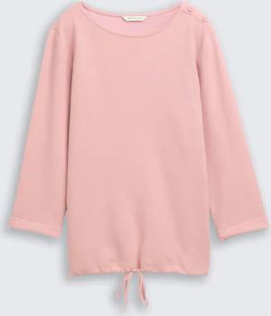 TOM TAILOR Damen Langarmshirt mit Knopf-Details, rosa, Uni, Gr. S