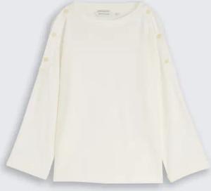 TOM TAILOR Damen Langarmshirt mit Knopf-Details, weiß, Uni, Gr. XXL