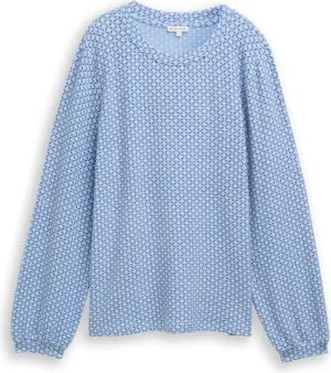TOM TAILOR Damen Langarmshirt mit Muster, blau, Gemustert, Gr. XXXL