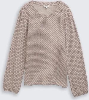 TOM TAILOR Damen Langarmshirt mit Muster, braun, Gemustert, Gr. XXL