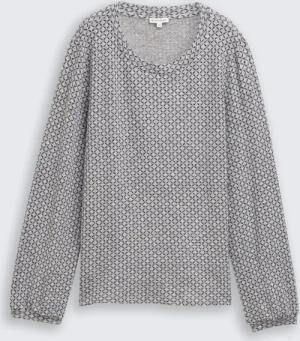 TOM TAILOR Damen Langarmshirt mit Muster, grau, Gemustert, Gr. XXL