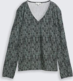 TOM TAILOR Damen Langarmshirt mit Muster, grün, Gemustert, Gr. XXXL