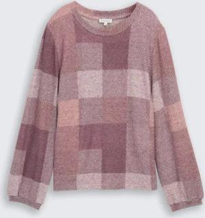 TOM TAILOR Damen Langarmshirt mit Muster, rot, Kariert, Gr. L