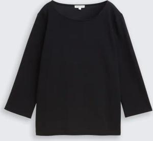 TOM TAILOR Damen Langarmshirt mit Ottoman-Struktur, schwarz, Uni, Gr. XS