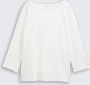 TOM TAILOR Damen Langarmshirt mit Ottoman-Struktur, weiß, Uni, Gr. XS