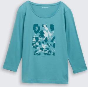 TOM TAILOR Damen Langarmshirt mit Print, blau, Uni, Gr. XXL