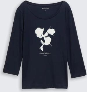 TOM TAILOR Damen Langarmshirt mit Print, blau, Uni, Gr. XXXL